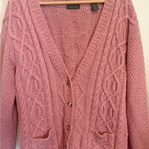 Nordstrom Dusty Pink Cable Knit Button-Front Cardigan